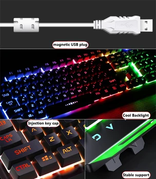 Spēļu Tastatūru, Peli, Mehāniskās Sajūta RGB LED Backlit Spēlētājs Klaviatūras USB Vadu Tastatūru datorspēļu Tastatūra PC Klēpjdators