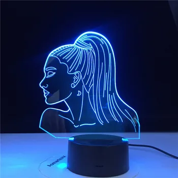 3D-4797 3D Lampas Galda Nightlight Slavenību Dziedātāja Ariana Grande Plakātu Kaķu Meitene Faniem Dāvanu ar 7 /16 Krāsu Touch Tālvadības pults