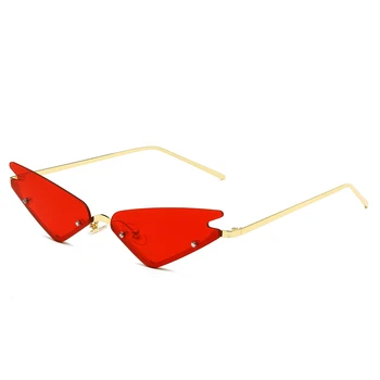 Modes Sievietes, Kaķu Acu Sunglasse Zīmolu Dizains, Metāla, bez apmales, Saules Brilles Luksusa Dāma Spogulis Sunglass UV400 Toņos Briļļu oculos