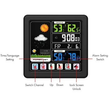 TS 3310 Laika apstākļu Stacijas Iekštelpu Āra LCD Bezvadu Sensoru Termometru, Higrometru, Digitālais Modinātājs Barometrs Prognoze Krāsa