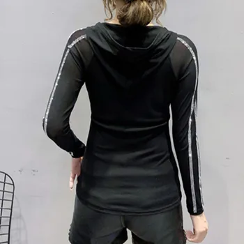 Fall Winter korejiešu Stilā T Šiks Sexy Rāvējslēdzēju, Kapuci Acs garām Piedurknēm Dimonds Kokvilnas Topi Camiseta Mujer Tees Jaunu T00509A