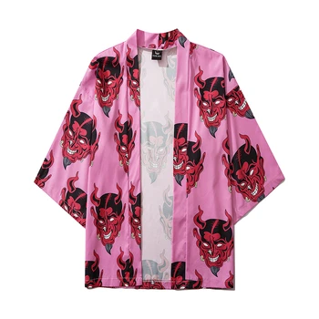 Japāņu Stila Jaciņa Dēmons Drukāt Sieviešu Harajuku Kimono Jaunums Vasaras Gadījuma Brīvs Krekls Topi Cilvēks Kimonos Mētelis Yukata Drēbes