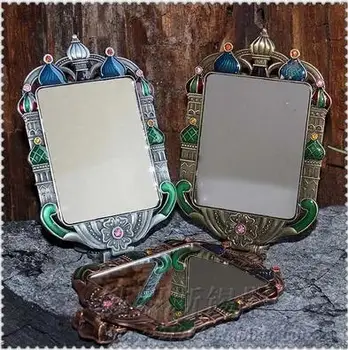 Eiropas portatīvie Saliekamie metāla rāmis mazo puses spogulis tualetes spoguļa kabatas spogulis dāvanu J040