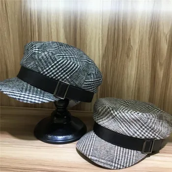202007-yy rudens Tvīda Skujiņas raksts augstākās kvalitātes Jostas apdare atpūtas Astoņstūra formas cepure vīriešiem, sievietēm mices klp