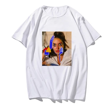 Mākslas Anotācija Karikatūra Grafikas Tees Cilvēks Sieviešu T-Krekls Vasaras T Kreklu Līniju Zīmēšanas Sieviešu T Hip Hop Pāris korejiešu Drēbes