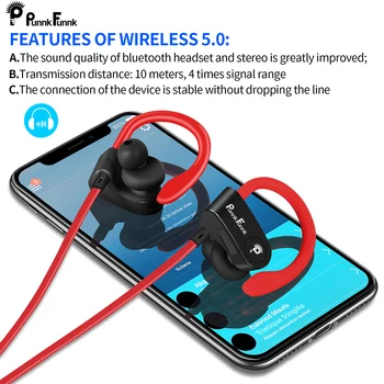 PunnkFunnk Bluetooth Austiņas Bezvadu Austiņas bluetooth 5.0 Sporta Trokšņu Slāpēšanas Dziļi Stereo earbuds/Mic, iphone, samsung