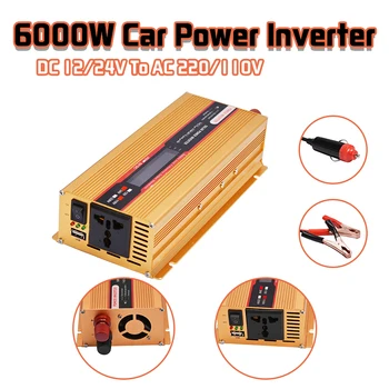 6000W Car Power Inverter 12/24V Uz AC 220/110V Converter USB Modificētu Sinuss Viļņu Pārslodzes Konversijas Izturīga Aizsardzības Augsta