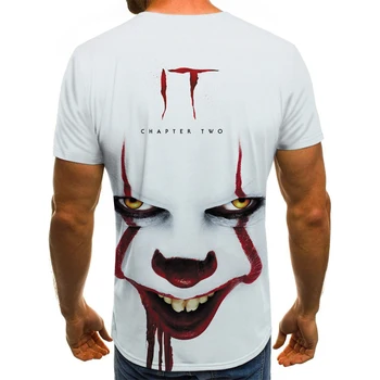 Karstā pārdošanas vīriešu 3D savvaļas klauns T-kreklu radošā apaļu kakla īsām piedurknēm T-krekls, liela apģērbu klauns