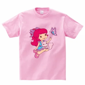 Jauki diezgan lolie drukāt meitene vasarā valkāt, bērnu T-krekls salds zemeņu meitene īsām piedurknēm T-krekls 2-15 gadu vecs, gudrs meitene