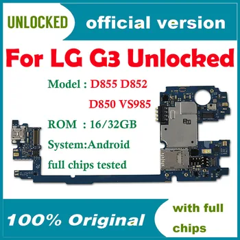 Oriģināls atbloķēt par LG G3 D855 D850 Loģikas Plates LG G3 D855 D850 Mātesplati ar Android Sistēmu 16gb / 32gb
