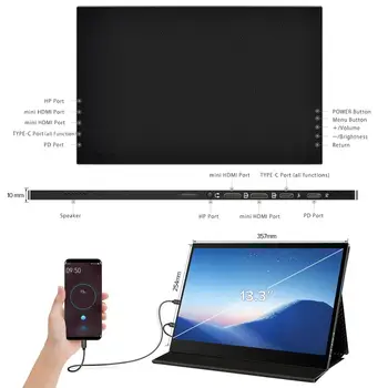 UPERFECT FHD) 1080P IPS Tipa-C Portatīvo Monitoru Acu Aprūpes Ekrāna ar HDMI/USB-C Klēpjdators PC/MAC/PS4/Xbox/Slēdzis Smart Cover