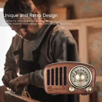Radio-Retro Bluetooth Skaļruni, Valriekstu Koka FM Radio ar vecmodīgs Klasisks Stils, TF Kartes & MP3 Player Skaļi Apjoms