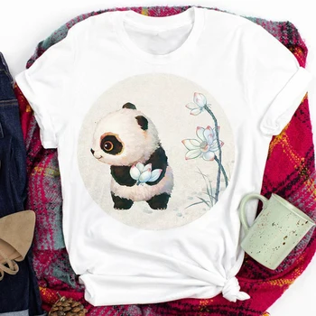 T-krekli, Sieviešu 2021 Kawaii Panda Smieklīgi Karikatūra Modes Tendence Drukāšanas Drēbes Grafiskais Tshirt Top Lady Drukāt Sieviešu Tee T-Krekls