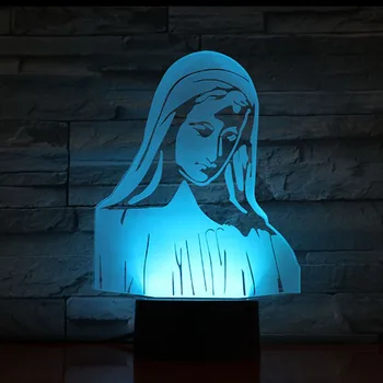 Māte Marija 3D LED Akrila LED USB Lampa Kristīgās Ticības Dāvanas Baznīcas Atmosfēru Apgaismojums Nakts Gaisma Gultas Apdare