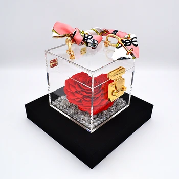 Rk Cordium Zīmola Luksusa Mūžīgā Roze Konservēti Akrila Dārgumu Kaste CC-005 Sarkanu Ziedu Mīļākais Klāt Valentīna Diena Dāvanu