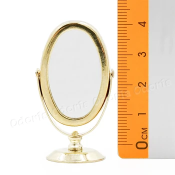 Odoria 1:12 Miniatūras Spogulis Zelta Namiņš Mēbeļu furnitūra Re-niecībai, Grims, Kosmētikas