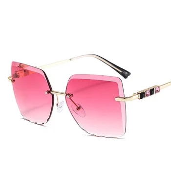 Augstas Kvalitātes Sieviešu Laukumā Rhinestone Saulesbrilles Samazināt Objektīva Toņos Modes Luksusa Kristāla Dizaina Saulesbrilles Sieviešu Briļļu Violeta