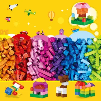 300-1000Pcs Krāsains Taras Ķieģeļu Ēka Piederumi Izglītības DIY Celtniecības Bloki Savietojami Duploe Bloks Rotaļlietas Bērniem