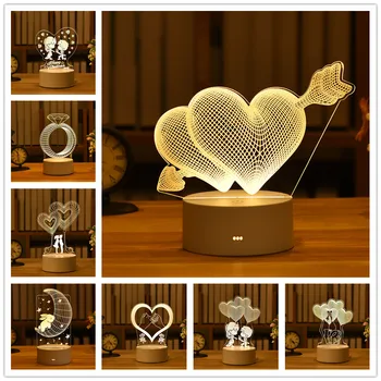 LED 3D Mīlestība Lampas Akrila Nakts Gaismas Valentīna Diena Dāvanu Bērniem Dzimšanas dienas ballīti Baby Dušas Diy Kāzu Dekorēšana San Valentin