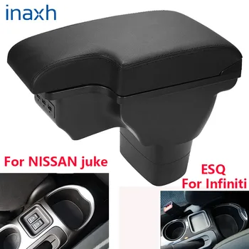 Priekš NISSAN juke Elkoņbalsti lodziņā Infiniti ESQ Auto elkoņbalsti 2010-2019 piederumi interjera uzglabāšanas kaste Pārbūves daļas USB LED