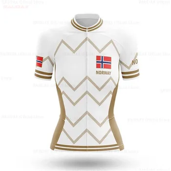 Norvēģijas Sieviešu Velosipēdu Jersey Velosipēds Top Vasaras Kreklu ar Īsām Piedurknēm MTB Riteņbraukšana Apģērbu Ropa Maillot Ciclismo Sacīkšu Velosipēdu Drēbes