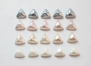 Vasaras stils 40pcs/daudz 15mm krāsa, mākslīgas pērles efekts ģeometrija trīsstūra formas flatback sveķu krelles diy rotaslietas piederumu