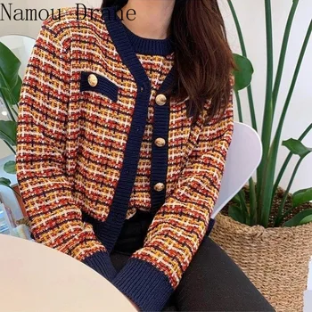 Rozā jaka sieviešu džemperi korejiešu kultūru Adīts džemperis melnā rudens topi ar īsām piedurknēm, v veida kakla īsā jaciņa Harajuku rudenī tee
