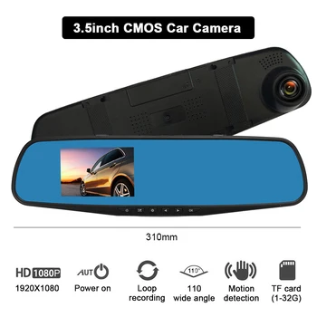 Full HD 1080P Automašīnas Dvr Kamera Auto 4.3 Collu Atpakaļskata Spogulī, Digitālo Video Ierakstītāju Dual Objektīvs Registratory Videokamera