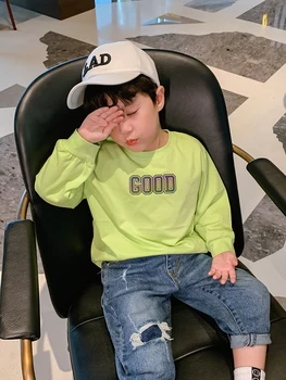 Zēnu Kokvilnas garām Piedurknēm Atstarojošs T-krekls Pavasarī un Rudenī 2020 