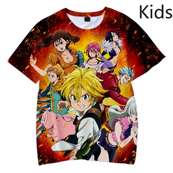 Nanatsu Nav Taizai Bērniem, 3d Druka T Kreklu, lai Bērns, Zēns, Meitene Tshirt Pusaudžu Tee Top Drēbes Japāņu Anime Septiņi Nāves Grēki