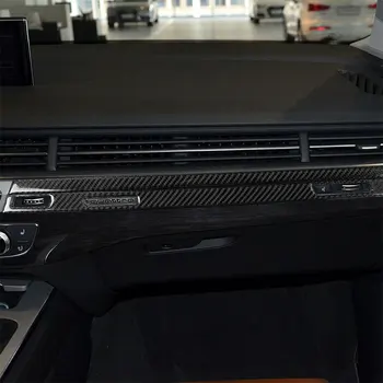 Oglekļa Šķiedras Auto Piederumi Interjera Dashboard Panelī Aizsardzības Apdares Vāciņš Melns, Uzlīmes Audi Q7 SQ7 4M 2016-2019
