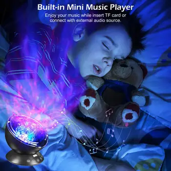 Okeāna Viļņu Projektoru Lampas ar Mūzikas Atskaņotāja Tālvadības pults 7 krāsas Cosmos Zvaigžņu Luminaria Par kazlēnu, Guļamistaba Nakts Gaisma