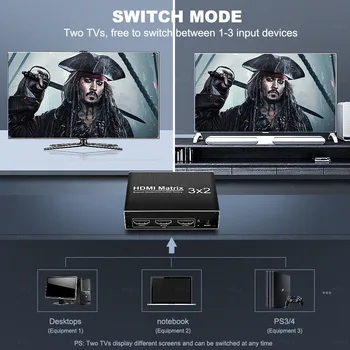 HDMI Matricas maiņa 2.0 adapteris 4K HDR LOKA 3 2 out HDMI Splitter pārveidotājs ir pults adapteris grāmatiņa Ps4 DATORU, projektoru, TV