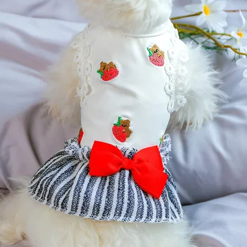 Suņu Apģērbu Kucēnu Suņu Rotaļu Schnauzer Pomerānijas Chihuahua Bichon Cute Pet Suns Drēbes Bowknot Svītru Princese Kleita