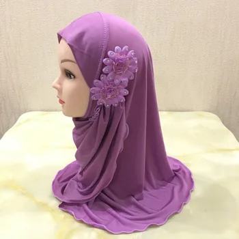 Iekšējās vāciņi hijab Islāma apģērba wrap musulmaņu bērni hijab underscarf sunīti Cietā ziedi lakatiņu bērniem no 2 līdz 7 gadiem
