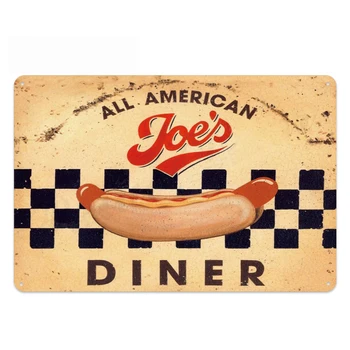 Fast Food Metāla Skārda Zīme, Vistas Hamburgera Karstā Suņiem Vintage Plakātu Virtuves Restorāna Sienas Mākslas Dekoru Pai Retro Skārda Plāksnes