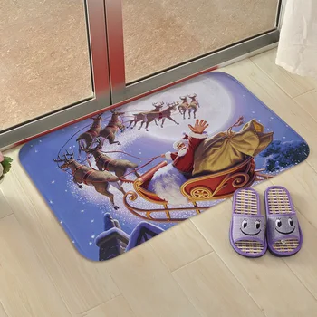 Ziemassvētku Kristāla Flaneļa Mat Ziemassvētki Grīdas Paklājs Santa neslīdoša Doormat Virtuves, Vannas istabas Dekori Ir 2021. Priecīgus Ziemassvētku Dekori Mājas