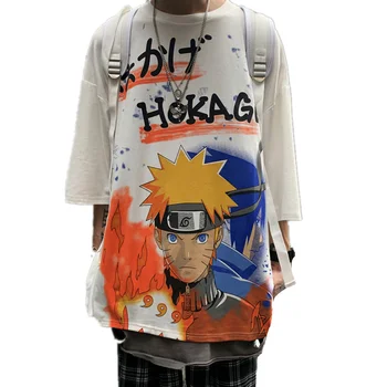 Vīriešu Unisex T Naruto Harajuku Japāņu Anime Multfilmu Drukāt Īsām Piedurknēm T Krekls Vīriešu Streetwear Pāris Gadījuma T-krekli