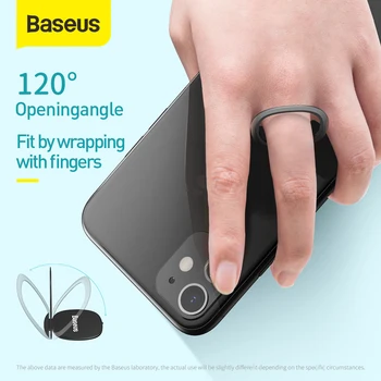 Baseus Tālruņa Gredzenu Turētājs 2.1 mm, 3-in-1 Pirksta Gredzenu Statīvs ar Magnētisko Pamatni, Auto Stiprinājums, Mobilā Tālruņa Neredzams Automašīnas Turētājs