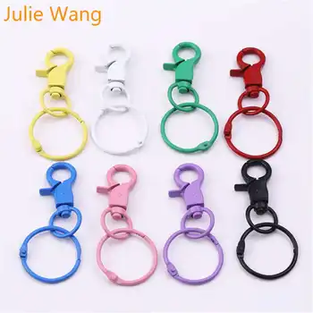 Julie Wang 5GAB Multicolor Kārta Atslēgu, Gredzenu Keychain Sadalīt Gredzenu Keychains Omārs Sprādzes Atslēgu Ķēdes, Piederumu, Rotaslietu izgatavošana