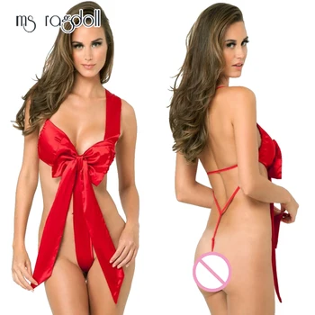 Ms Ragdoll Sieviešu Sarkanu Priekšgala Sexy Apakšveļa G-string Ziemassvētku Babydoll Eksotisko Kopa Atvērt Kājstarpes Apakšveļa Mikro Bikini Extreme Apģērbi