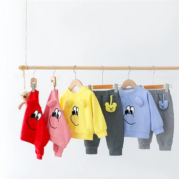 HYLKIDHUOSE 2021. gada Pavasarī Baby Zēni Meiteņu Apģērbu Komplekti Gadījuma T Krekls, Bikses Toddler Zīdaiņu Drēbes Bērniem, Bērniem Brīvdienas Drēbes