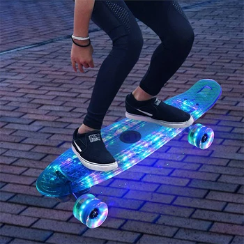Jusenda LED Skeitborda Mini Longboard Zivju Valdes Penss Valdes Flash Retro Riteņi Bērniem Cruiser Scooter Pārredzamu Skate Valde