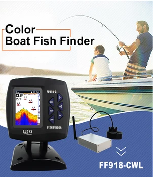 Uzlabot Laimīgo Krāsu Bezvadu Laivu FF918-CWL Fish Finder 300m/980ft Bezvadu Darbības Diapazons Zvejas Tālvadības Fishfinder