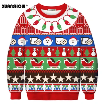 XUANSHOW 2019 Ziemassvētku Brithday Zēns Digitālā Druka Pāris Valkāt sporta Krekls garām piedurknēm Smieklīgi Rudens Ziemas Drēbes