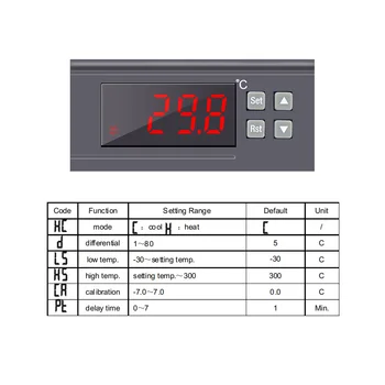 220V/30A -30~300C Ciparu Termostats, Temperatūras regulators Regulatora Releju Izejas ar Temperatūras Sensoru