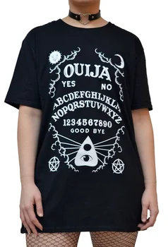 Kuakuayu HJN Ouija Kuģa Sievietēm, Gotiskā Melnā T-Krekls Grunge Laupījums Lielgabarīta Grafiskais Tee Halloween Apģērbi