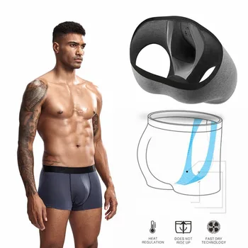 JOCKMAIL Seksīgu Vīriešu Apakšveļa pusgarās sporta 3D guļamtīkls-formas dzimumlocekļa maisiņš liels penis acs paneļi vīriešiem boxershorts bagāžnieka Geju Apakšveļu