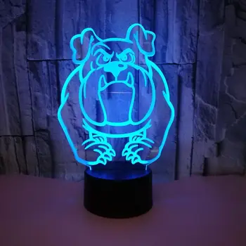 Buldogs Pugs Suns LED RGB Nakts Gaisma 7 Krāsu Maiņa Galda Gaismas 2839 Rīcības Attēls PVC Bērniem Rotaļlietas Ziemassvētku Dāvanu Brinquedos