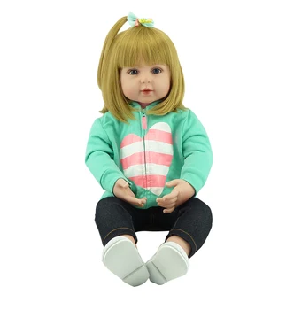 NPK LELLE Bebe atdzimis blondīne toddler silikona atdzimis bērnu lelles, rotaļlietas bērniem dāvanu 47cm